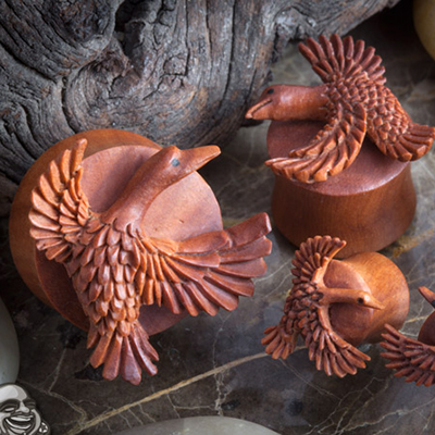 Pair of Sabo Wood Thems My Nuts Plugs