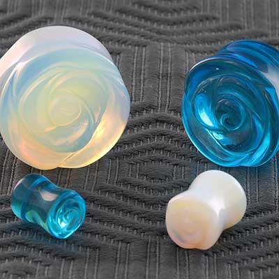 Double Flare Glass Rose Plugs - Ear Gauges | Plugs & Tunnels