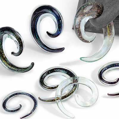 Glass Spiral 00g orange glass spiral 00 gauge spiral