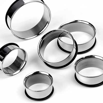 2 Titanium Single Flare Tunnels Plugs Rainbow 3mm 8g