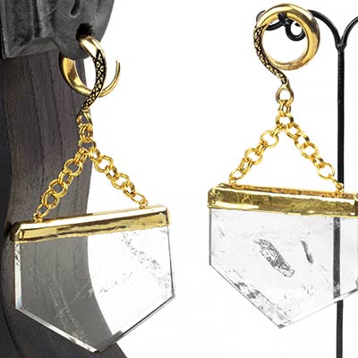 Solid Brass Weights with Clear Quartz Slices