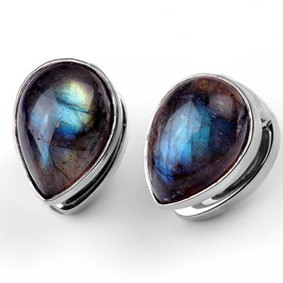 Solid White Brass Spade Weights with Labradorite