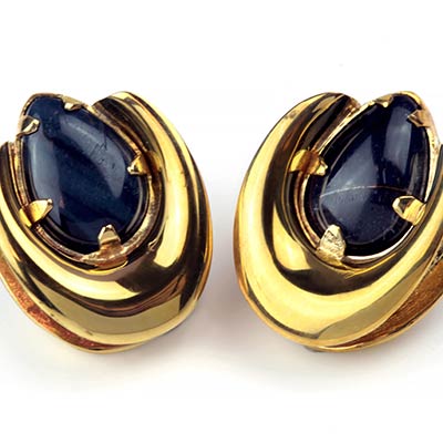 Brass Saddles with Blue Tiger Eye