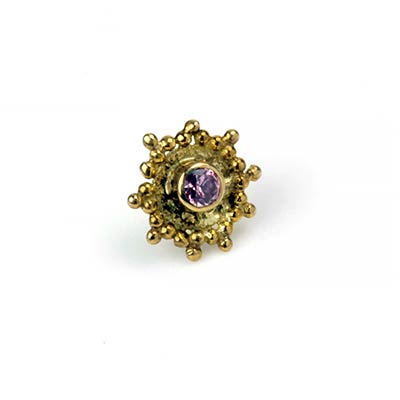 14k Gold Nova Threadless End with Pink CZ