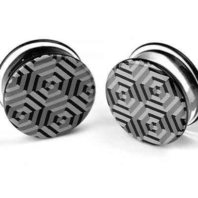 Glass Geometric Web Image Plugs