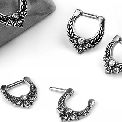 Steel Gemmed Laurel Septum Clicker