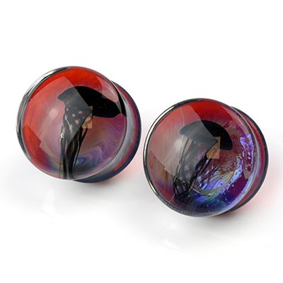 Pyrex Glass Jellyfish Plugs | Black on Amber Purple