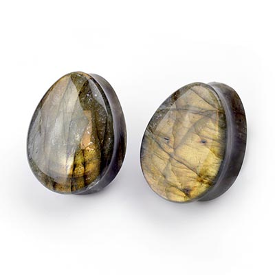 Labradorite Teardrop Plugs