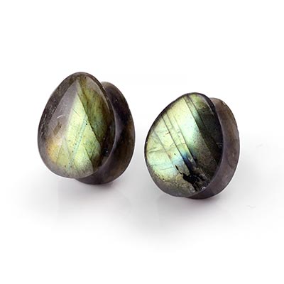 Labradorite Teardrop Plugs