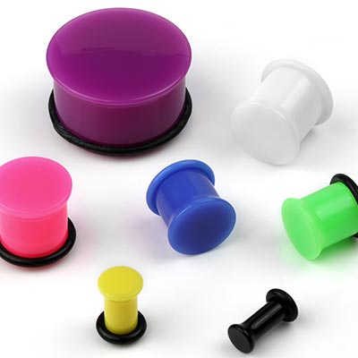 PVD Black Single Flare Tunnels Plugs Ear Gauges 8G