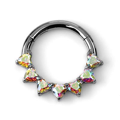 Titanium Zigzag Heart Gem Clicker For Piercings