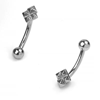 Steel Diamond Pyramid Curved Barbell