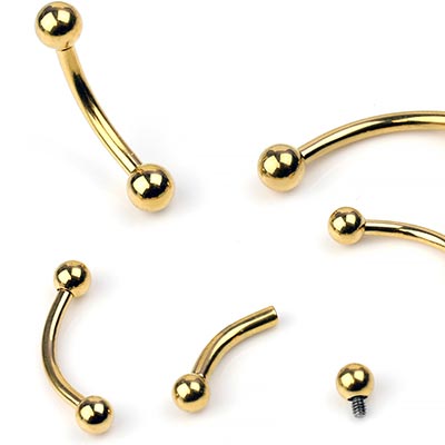 14k Gold Internally Threaded Curved Barbells (post Only)