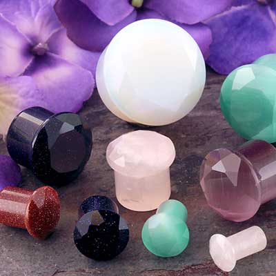 Single Flare Faceted Stone and Glass Plug - Ear Gauges | Plugs & Tunnels